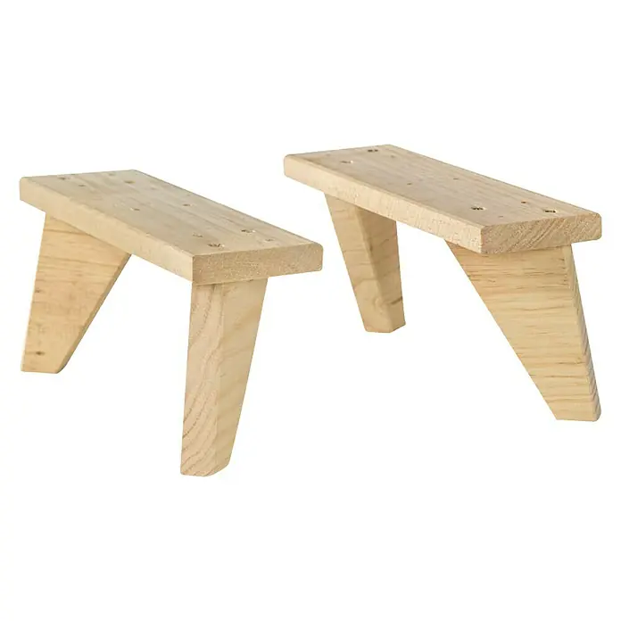 Astigarraga Dinamic Möbelfuß - L x B x H: 9 x 31 x 13,5 cm, Traglast: 150 kg, Holz - Zwei kleine Holzfußbänke, ideal für zusätzliche Höhe oder als dekorative Elemente.