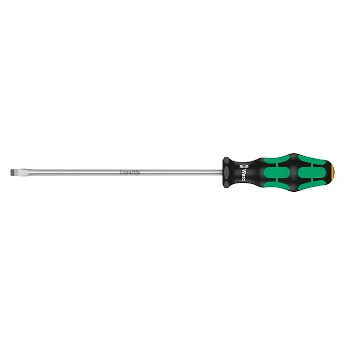 Wera Kraftform Plus Schraubendreher 334 - Klingenbreite: 6,5 mm, Klingenlänge: 100 mm - Wera 335 Schlitz-Schraubendreher mit Lasertip. Ergonomischer Griff für komfortables Arbeiten und präzise Schraubergebnisse.