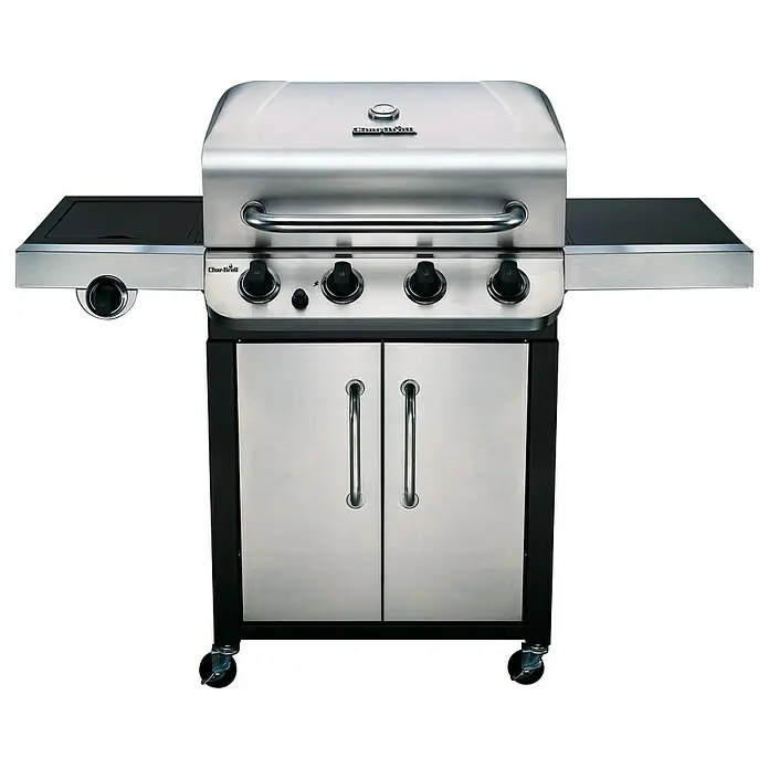 Char-Broil Gasgrill Convective 440 S - Grillfläche (B x T): 65 x 47 cm, 10,5 kW, Anzahl Brenner: 4 - Ein Char-Broil Gasgrill mit vier Brennern, Seitenbrenner und Unterschrank mit Edelstahltüren, ideal für Grillmeister.