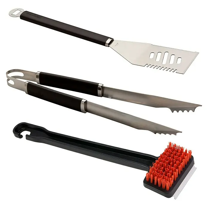 Char-Broil Grillbesteck - Nylon - Grillbesteck-Set mit einem Wender, einer Zange und einer Grillbürste mit Schaber für die perfekte Grillreinigung.