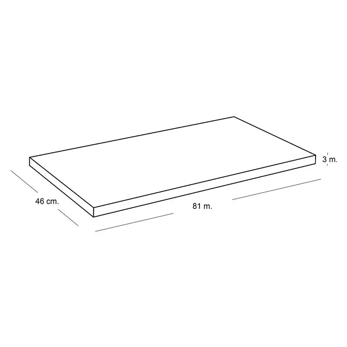 Artysan Encimera para lavabo Top - L x An x Al: 46 x 81 x 3 cm, Nebraska - Ilustración de un producto rectangular con dimensiones de 81 m de largo, 46 cm de ancho y 3 m de alto.