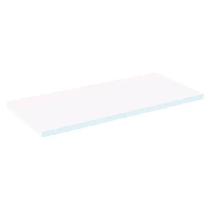 Artysan Encimera para lavabo Top - L x An x Al: 46 x 101 x 3 cm, Blanco seda - Una estantería rectangular blanca sobre un fondo negro, ideal para interiores modernos y soluciones de almacenamiento elegantes.