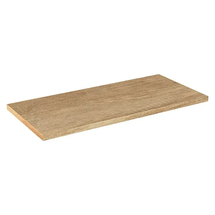 Artysan Encimera para lavabo Top - L x An x Al: 46 x 101 x 3 cm, Nature - Una tabla de madera rectangular de color marrón claro, ideal para estanterías o con fines decorativos, se presenta sobre un fondo neutro.