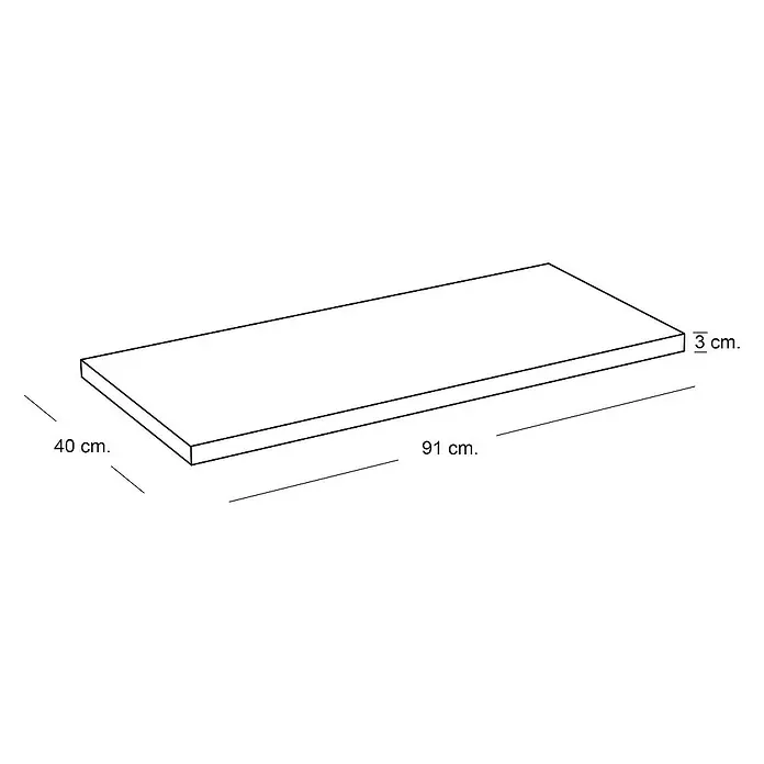 Artysan Encimera para lavabo Top - L x An x Al: 40 x 91 x 3 cm, Nebraska - Ilustración de una tabla de madera que mide 91 cm x 40 cm x 3 cm. Ideal para proyectos de bricolaje y construcción de muebles.