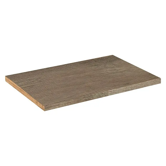 Artysan Encimera para lavabo Top - L x An x Al: 40 x 71 x 3 cm, Nebraska - Primer plano de un solo panel de madera con textura de grano sobre fondo negro, ideal para texturas o maquetas de productos.