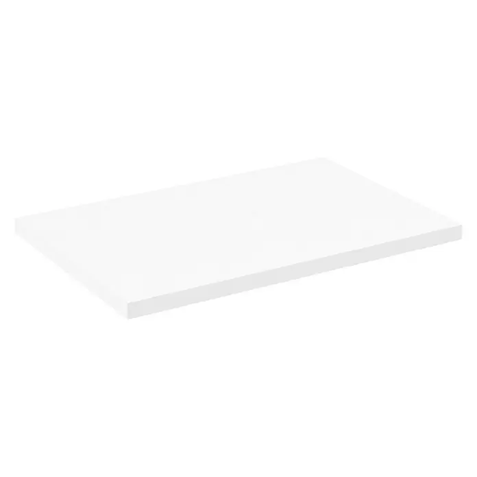 Artysan Encimera para lavabo Top - L x An x Al: 46 x 71 x 3 cm, Blanco seda - Un panel blanco liso sobre un fondo negro neutro. Ideal para presentaciones de productos y diseños minimalistas.