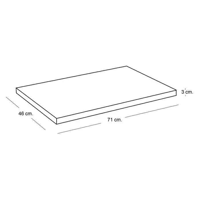 Artysan Encimera para lavabo Top - L x An x Al: 46 x 71 x 3 cm, Nebraska - Ilustración de una tabla de madera rectangular de 71 x 46 x 3 cm, ideal para proyectos de bricolaje o como tablero de mesa.