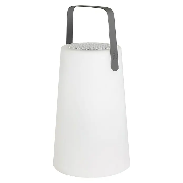 New Garden Bombilla LED Nomada play light music - Altavoz Bluetooth, 20 x 20 x 30 cm, Blanco - Una elegante lámpara LED inalámbrica con asa de transporte, ideal para uso interior y exterior. La lámpara proporciona una luz cálida y acogedora.