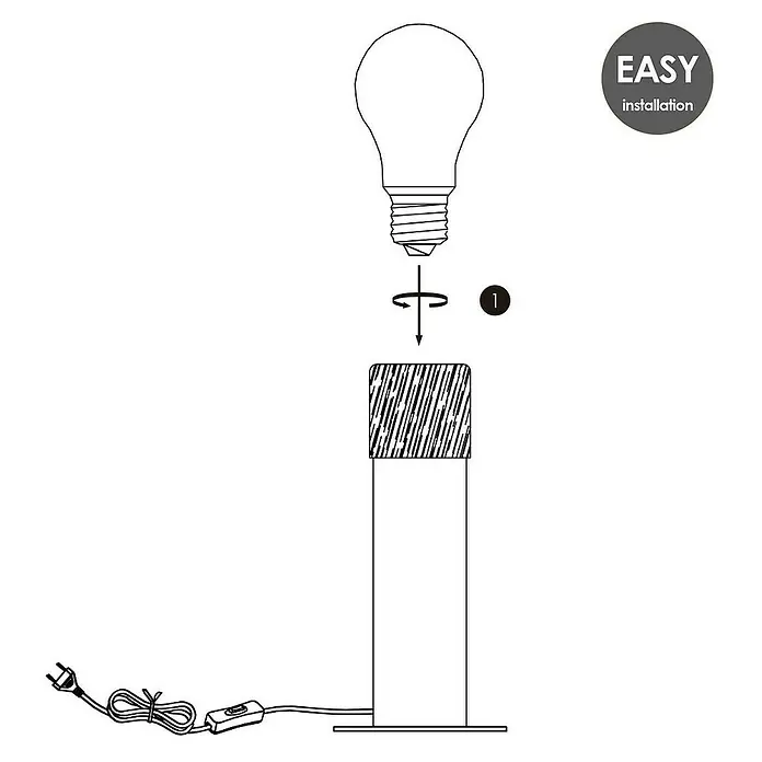 Home Sweet Home Tischleuchte Furdy - 10 W, Beige, E27, 120 mm x 25,5 cm - Aufbauanleitung für eine Stehlampe. Eine Glühbirne wird in die Fassung geschraubt für eine einfache Installation.
