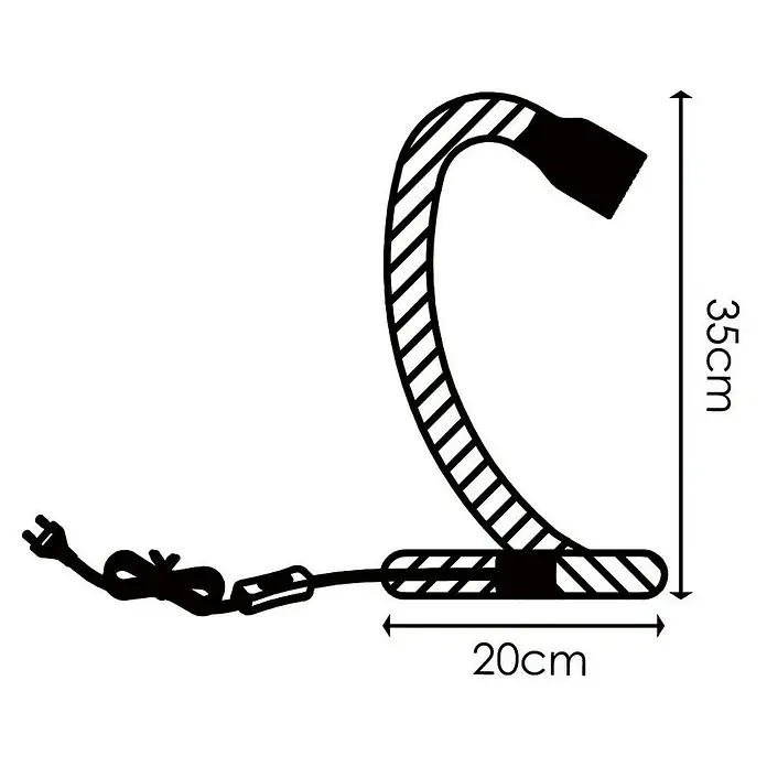 Home Sweet Home Tischleuchte Pier - 10 W, Beige, E27 - Schwarz-weiße Abbildung einer modernen Schreibtischlampe mit den Maßen 35cm Höhe und 20cm Breite.
