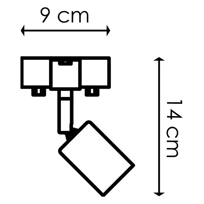 Home Sweet Home Deckenleuchte Denton - 10 W, L x B x H: 9 x 9 x 14 cm, Holz,Grau, E27 - Abbildung einer schwarzen dreiflammigen Deckenleuchte mit den Maßen 9 cm Breite und 14 cm Höhe.