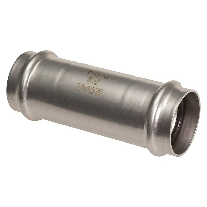 Edelstahl-Press-Muffe - Durchmesser: 28 mm - Edelstahl-Pressverbinder, ideal für Rohrleitungen in Sanitär- und Heizungsanlagen. Sichere und dauerhafte Verbindung.