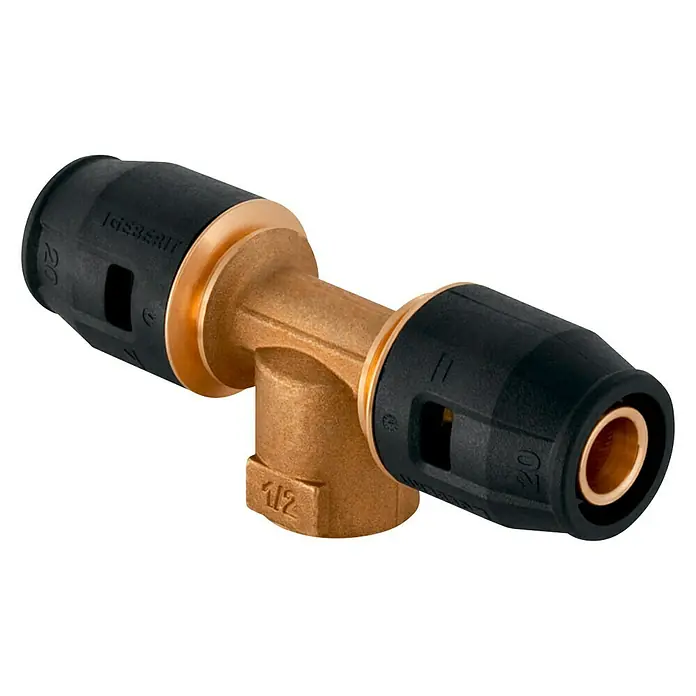Geberit Pushfit Steck-Übergangs-T-Stück - Durchmesser: 25 mm, Innengewinde: ½″ - Geberit Mapress T-Stück aus Kupfer, 20 mm, für Sanitär- und Heizungsinstallationen. Sichere und schnelle Verbindungstechnik für Profis.