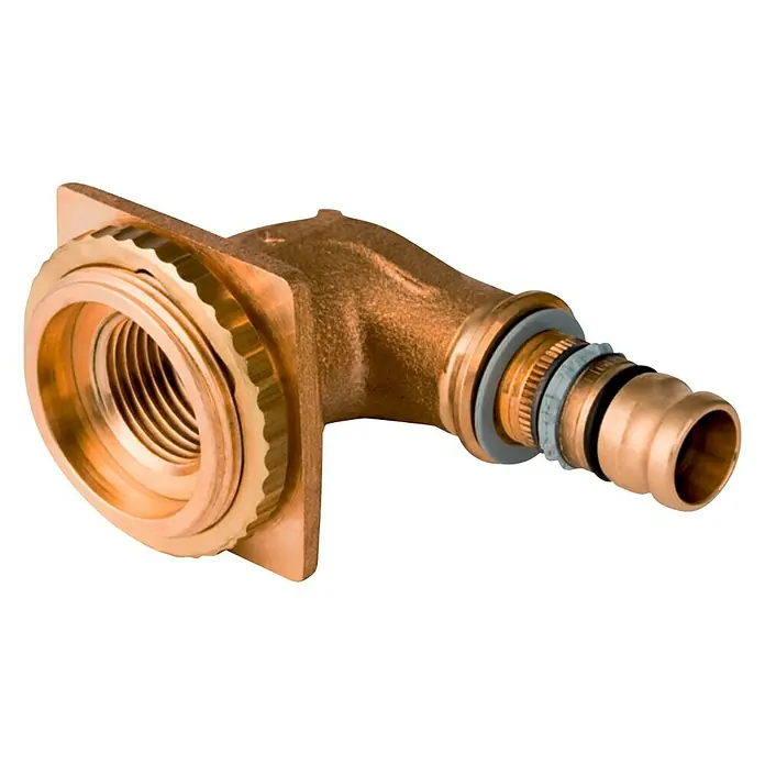 Geberit Mepla Press-Anschlusswinkel 601.276.00.5 - Durchmesser: 16 mm, Innengewinde: ½″ - Eckstück aus Kupfer mit Gewinde und Dichtungen.
