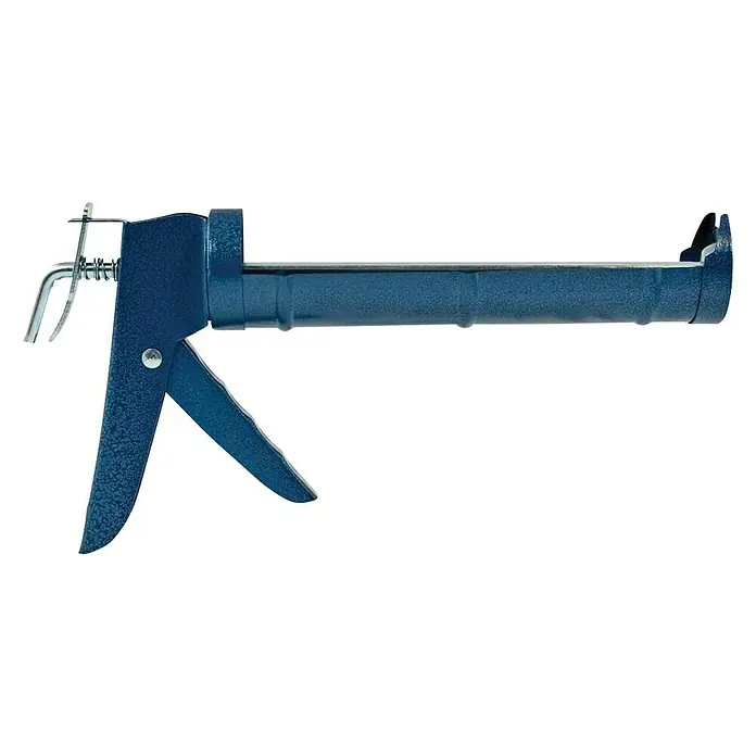 Soudal Pistola de silicona cremallera - Apto para: Cartuchos convencionales - Una pistola de calafateo azul para silicona o acrílico, una herramienta para trabajos de construcción y proyectos de bricolaje.