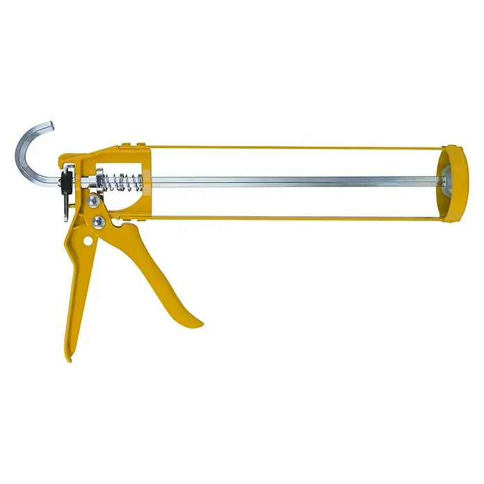 Soudal Pistola de silicona esqueleto - Apto para: Cartuchos - Pistola de calafateo amarilla para silicona o acrílico, una herramienta indispensable para trabajos de sellado precisos.