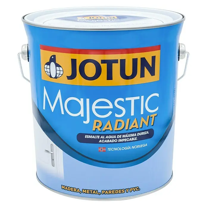 Jotun Esmalte de color Majestic Radiant - Blanco, Mate, 4 l, Base C - Bote de pintura Jotun Majestic Radiant, una pintura de alta calidad para madera, metal, paredes y PVC, que ofrece un acabado impecable y la máxima durabilidad.