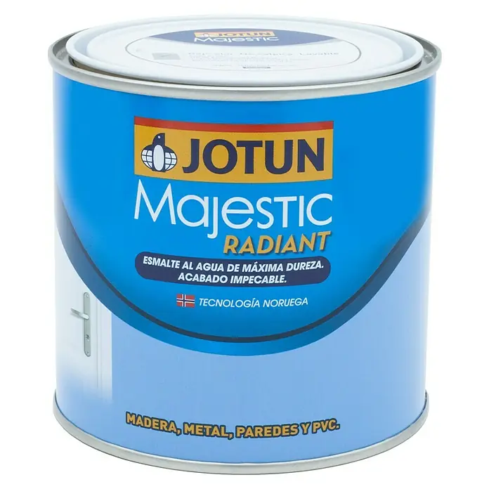 Jotun Esmalte de color Majestic Radiant - Negro, Mate, 375 ml, Base de agua - Bote de pintura Jotun Majestic Radiant para madera, metal, paredes y PVC con tecnología noruega para máxima dureza.