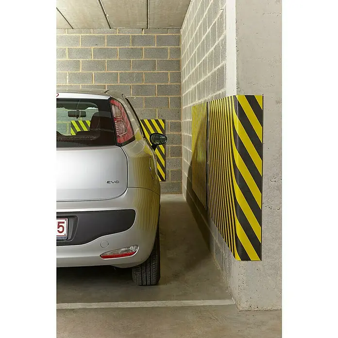 Mottez Schaumstoffmatte - L x B: 150 x 100 cm, Stärke: 1 cm - Gelb-schwarze Warnschutzpolster schützen Autotüren in Garagen vor Beschädigungen, indem sie Stöße absorbieren und Lackkratzer verhindern.