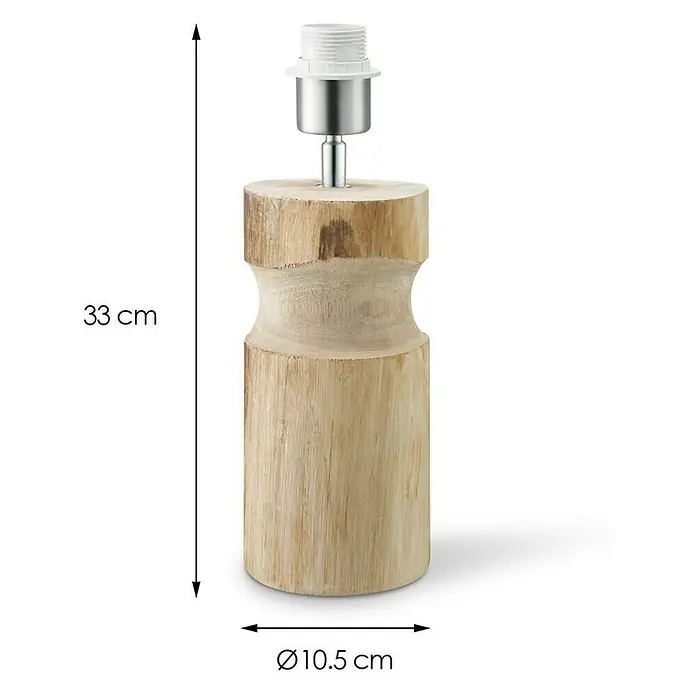 Home Sweet Home Lampenfuß Bodo - 40 W, Farbe: Braun, Höhe: 30 cm - Blick auf eine Lampe aus Holz mit einer Höhe von 33 cm und einem Durchmesser von 10,5 cm.