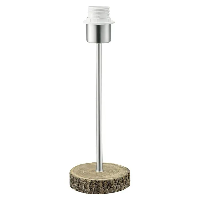 Home Sweet Home Lampenfuß Bossano - 40 W, Farbe: Braun, Höhe: 33 cm - Eine Tischleuchte mit einem Holzfuß, einem silbernen Ständer und einer weißen Lampenfassung. Ideal für eine natürliche Dekoration.