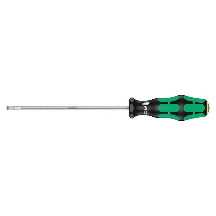 Wera Kraftform Plus Schraubendreher 335 - Klingenlänge: 150 mm, Klingenbreite: 4 mm - Wera Schlitz-Schraubendreher mit Lasertip für sicheren Halt und erhöhte Griffigkeit. Ideal für präzise Schraubarbeiten.