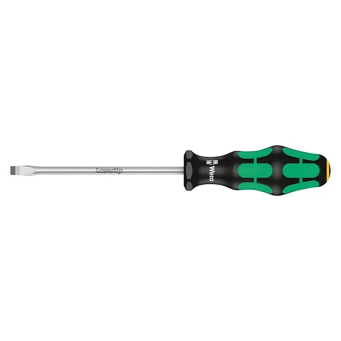 Wera Kraftform Plus Schraubendreher 334 - Klingenbreite: 6 mm, Schlüsselweite: 1 mm, Klingenlänge: 125 mm - Wera Schlitz-Schraubendreher mit Lasertip für besseren Halt und erhöhte Präzision, ideal für professionelle Anwender und Heimwerker.
