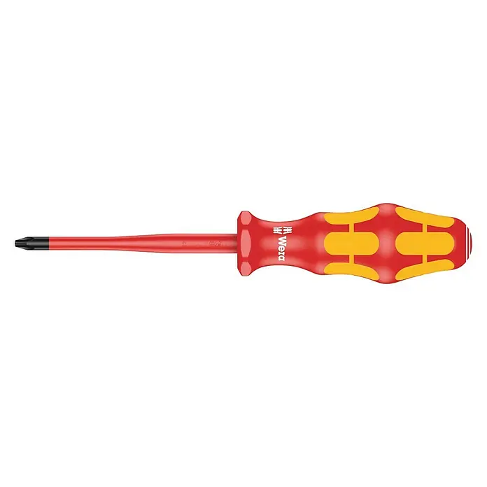 Wera Kraftform Plus Schraubendreher 162 IS - PH 2, Klingenlänge: 100 mm - Roter Wera Schraubendreher mit gelbem Griff. Ideal für präzise Schraubarbeiten.