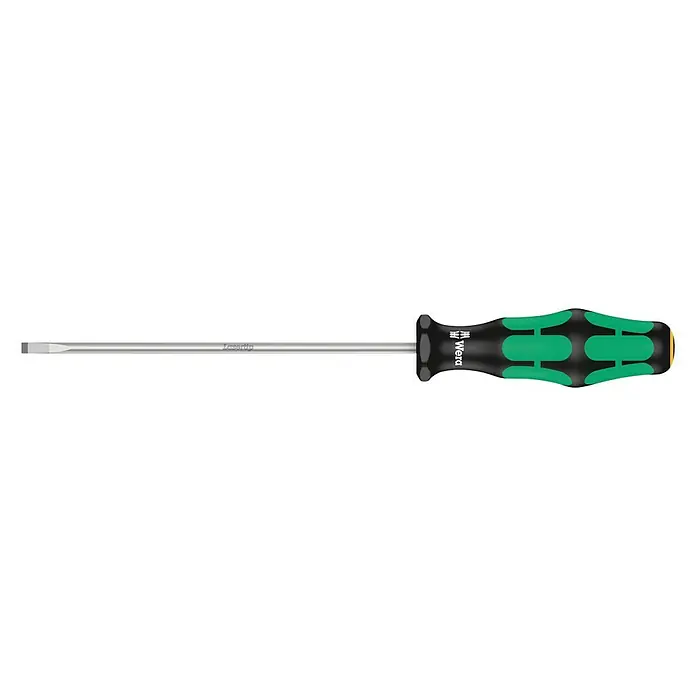 Wera Kraftform Plus Schraubendreher 335 - Klingenlänge: 125 mm, Klingenbreite: 3,5 mm - Wera Schraubendreher mit grünem Griff, ideal für präzise Schraubarbeiten. Robuster Schlitz-Schraubendreher mit LaserTip für besseren Halt.