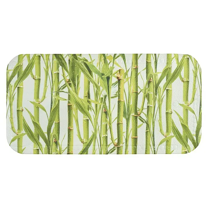 Badewanneneinlage Smoothie Bamboo - 71 x 35 cm, PVC, Grün - Rechteckige Badematte mit Bambus-Muster. Die grüne Badematte mit Bambus-Motiv sorgt für einen Hingucker im Badezimmer.