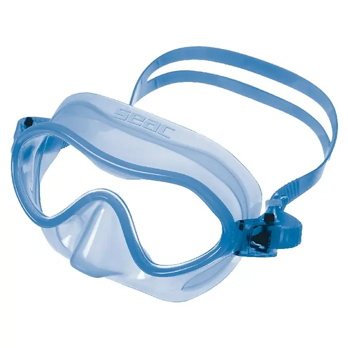 Seac Sub Set de buceo Baia - Azul - Una máscara de buceo azul SEAC. Las gafas tienen una lente transparente y una correa ajustable para una comodidad óptima bajo el agua.