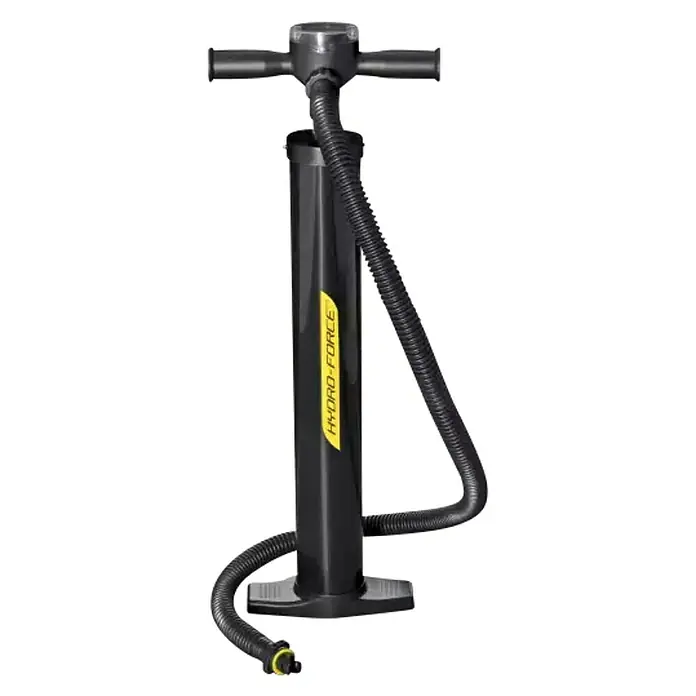 Bestway Hydro Force Paddle surf White Cap - L x An x Al: 305 x 84 x 12 cm, Carga útil: 120 kg, Hinchable, Gris - Una bomba de aire negra Hydro-Force con manguera para inflar equipos de deportes acuáticos.
