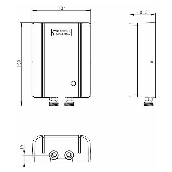 Thermoflow Kleindurchlauferhitzer Elex 3,53.500 W, 2 l/min bei 25 °C Sketch