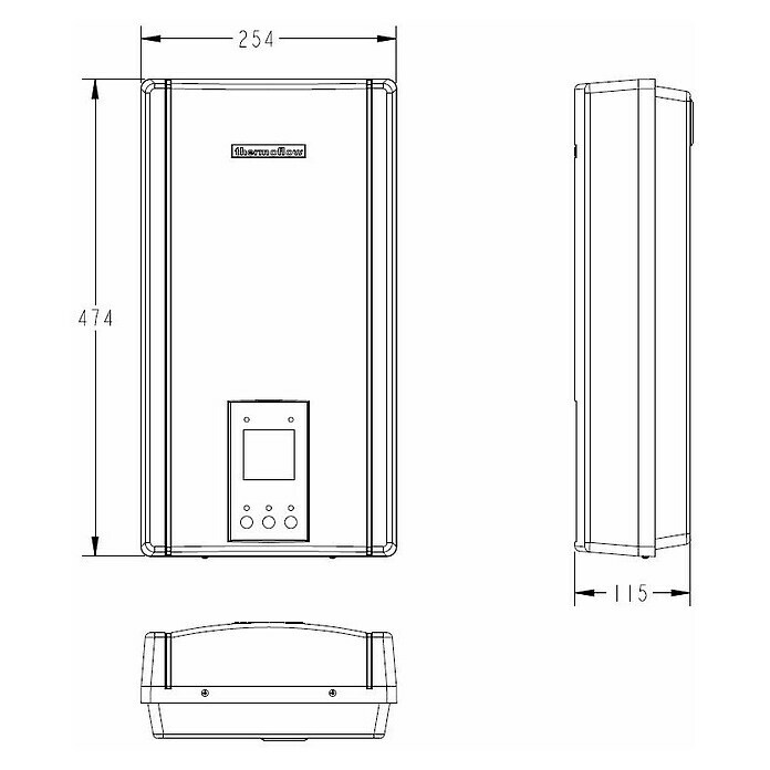 Thermoflow Durchlauferhitzer Elex 3 in 118/21/24 kW, 7/8,2/9,3 l/min bei 35 °C, Elektronisch Sketch