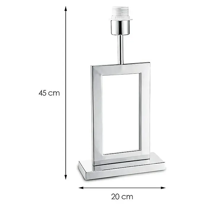 Home Sweet Home Lampenfuß Jong Square - 40 W, Farbe: Chrom, Höhe: 40 cm - Ein silberner Lampenfuß mit rechteckigem Design und Fassung für eine Glühbirne, ideal für modernes Ambiente.
