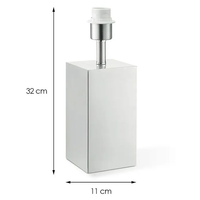 Home Sweet Home Lampenfuß Cilly - 40 W, Farbe: Stahl matt, Höhe: 27 cm - Silberne Nachttischlampe mit den Maßen 32 cm Höhe und 11 cm Breite. Schlichtes, modernes Design für Ihr Schlafzimmer.