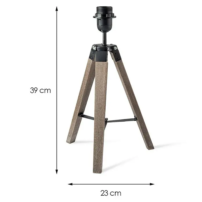 Home Sweet Home Lampenfuß Dia - 40 W, Farbe: Dunkelbraun, Höhe: 38 cm - Bild einer Stativ-Tischleuchte aus Holz und Metall mit den Maßen 39 x 23 cm.