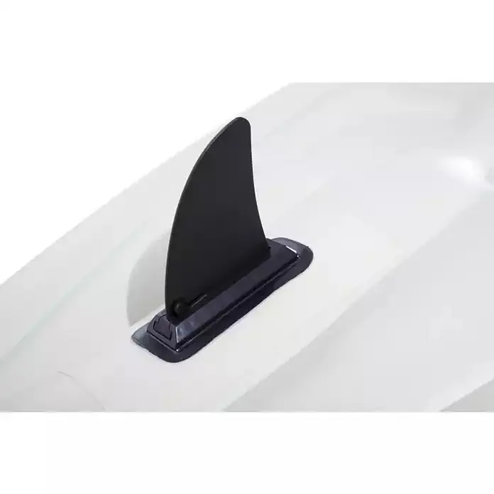 Bestway Hydro Force Kayak Koracle - L x An x Al: 2,7 m x 100 cm x 57 cm, Carga útil: 150 kg, Apto para: 1 persona - Primer plano de una aleta negra unida a una tabla de surf blanca.