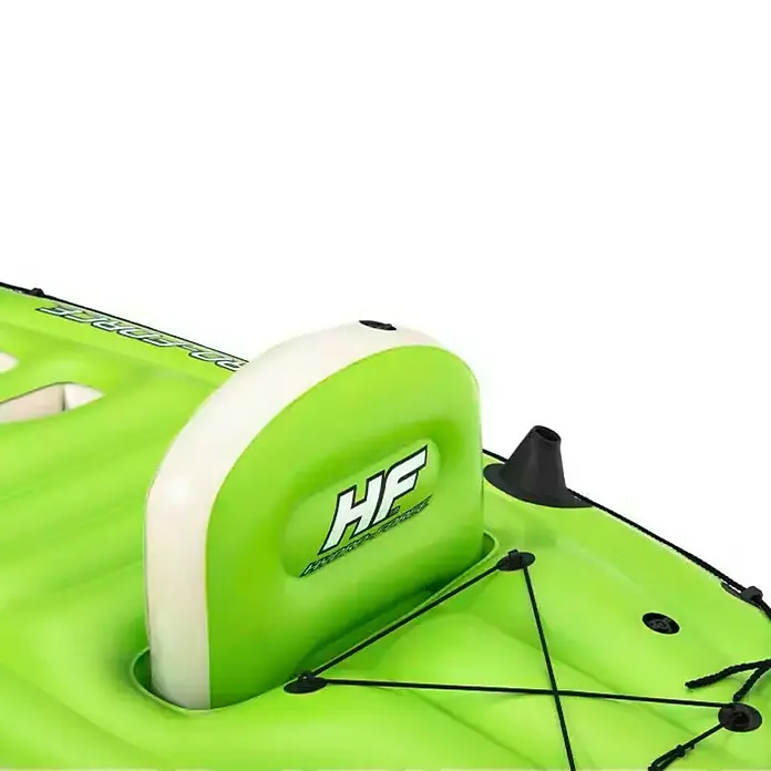 Bestway Hydro Force Kayak Koracle - L x An x Al: 2,7 m x 100 cm x 57 cm, Carga útil: 150 kg, Apto para: 1 persona - Primer plano de un kayak verde Hydro-Force con asiento blanco y detalles negros, diseñado para una comodidad y rendimiento óptimos.