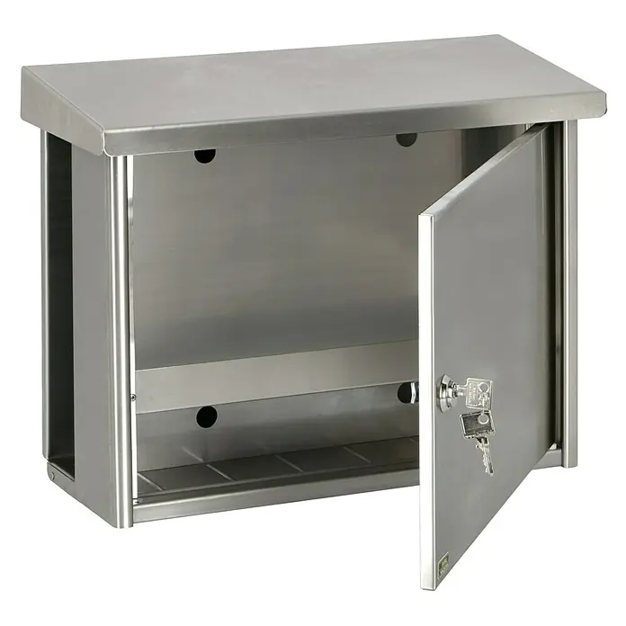 Burg-Wächter Wandbriefkasten Hanseatic - L x B x H: 43,6 x 17,5 x 34,2 cm, Nickel, Edelstahl - Geöffneter, abschließbarer Edelstahl-Briefkasten zur Wandmontage mit Schlüssel. Sicher und robust für Ihre Post.