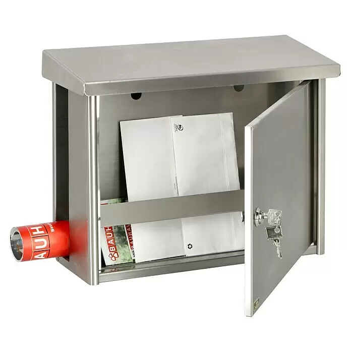 Burg-Wächter Wandbriefkasten Hanseatic - L x B x H: 43,6 x 17,5 x 34,2 cm, Nickel, Edelstahl - Anwendungsbeispiel
