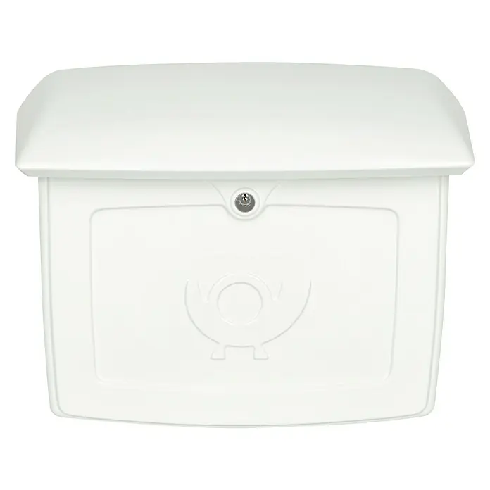 Burg-Wächter Wandbriefkasten Malmö - L x B x H: 17 x 42 x 33 cm, Weiß, Kunststoff, Öffnungsstopp - Weißer Briefkasten mit Schloss und Posthornsymbol für den sicheren Empfang Ihrer Post. Ideal für den Außenbereich.
