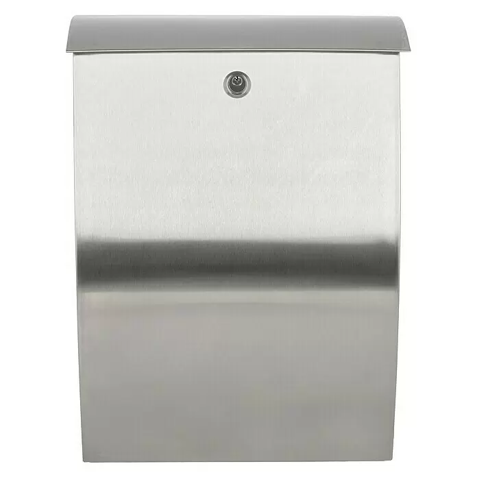 Burg-Wächter Wandbriefkasten Milano 3843 - L x B x H: 35,2 x 18,2 x 48,8 cm, Edelstahl, Edelstahl, Zeitungsfach - Briefkasten aus Edelstahl mit gewölbter Oberseite und Schlüsselschloss.