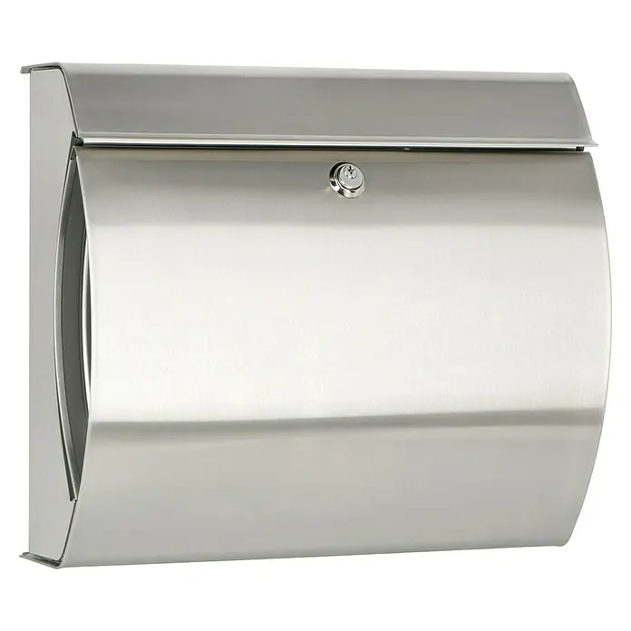 Burg-Wächter Wandbriefkasten Verona - L x B x H: 40,4 x 15 x 35,4 cm, Edelstahl, Edelstahl, Öffnungsstopp - Ein moderner, versilberter Briefkasten mit einem integrierten Schloss, der eine sichere Aufbewahrung der Post gewährleistet.