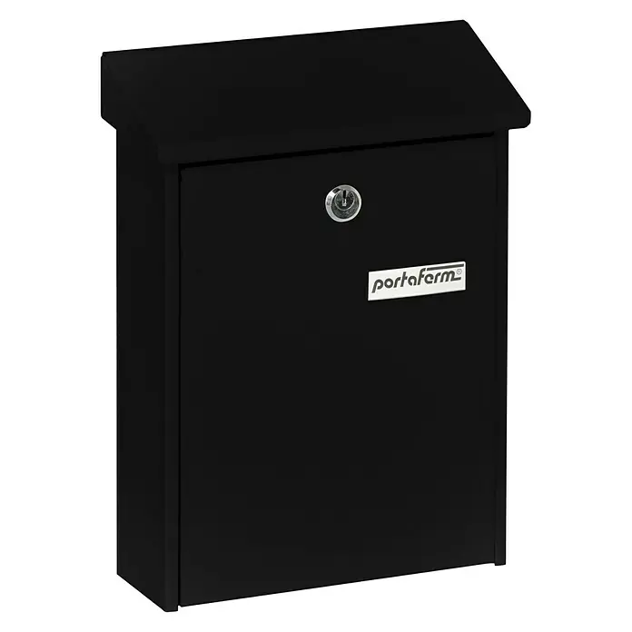 Portaferm Wandbriefkasten PF 22 - L x B x H: 7,5 x 22,5 x 30,5 cm, Schwarz, Stahl - Schwarzer Portafarm-Briefkasten mit Schlüssel für sichere Postzustellung und stilvolles Design.