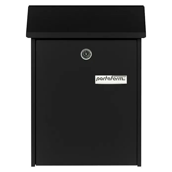 Portaferm Wandbriefkasten PF 22 - L x B x H: 7,5 x 22,5 x 30,5 cm, Schwarz, Stahl - Schwarzer Briefkasten der Marke portaferm für den Außenbereich, ideal für den Empfang von Post und kleinen Paketen.