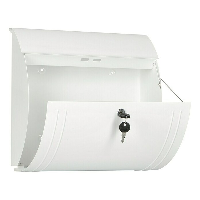 Burg-Wächter Briefkasten Modena 857 (Stahlblech, 360 x 127 x 335 mm, Weiß, Format Einwurf: DIN C4, 325 x 33 mm)