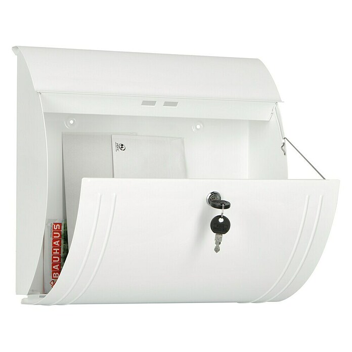 Burg-Wächter Briefkasten Modena 857 (Stahlblech, 360 x 127 x 335 mm, Weiß, Format Einwurf: DIN C4, 325 x 33 mm)