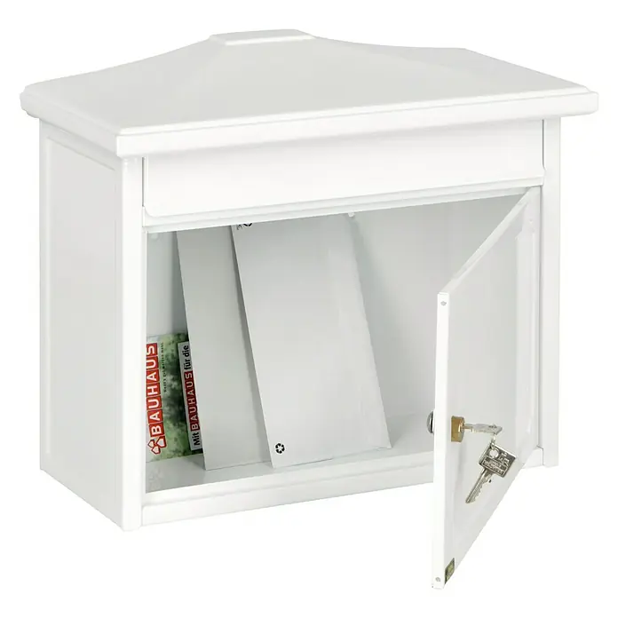 Burg-Wächter Wandbriefkasten Kopenhagen 882 - L x B x H: 20,5 x 41 x 34,5 cm, Weiß, Stahl, Öffnungsstopp - Der weiße Briefkasten mit Schloss bietet sicheren Platz für Post. Ideal für den Außenbereich, um Ihre Korrespondenz vor Witterung zu schützen.