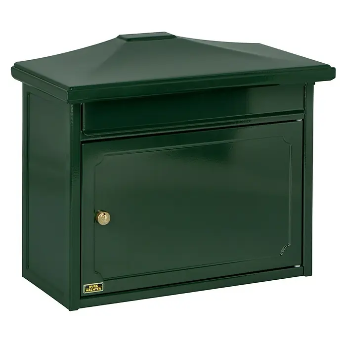 Burg-Wächter Wandbriefkasten Kopenhagen 882 - L x B x H: 20,5 x 41 x 34,5 cm, Grün, Stahl, Öffnungsstopp - Grüner Burg Wächter Briefkasten mit abschließbarer Tür und Einwurfschlitz für Post. Sicherer Empfang von Briefen und kleinen Paketen.